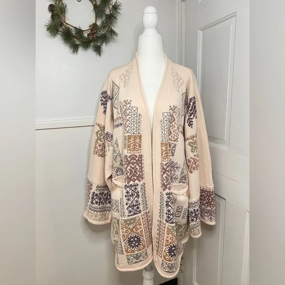 Johnny Was Biya Fenella Embroidered Open Front Cardigan Sweater in Alabaster - Picture 1 of 15